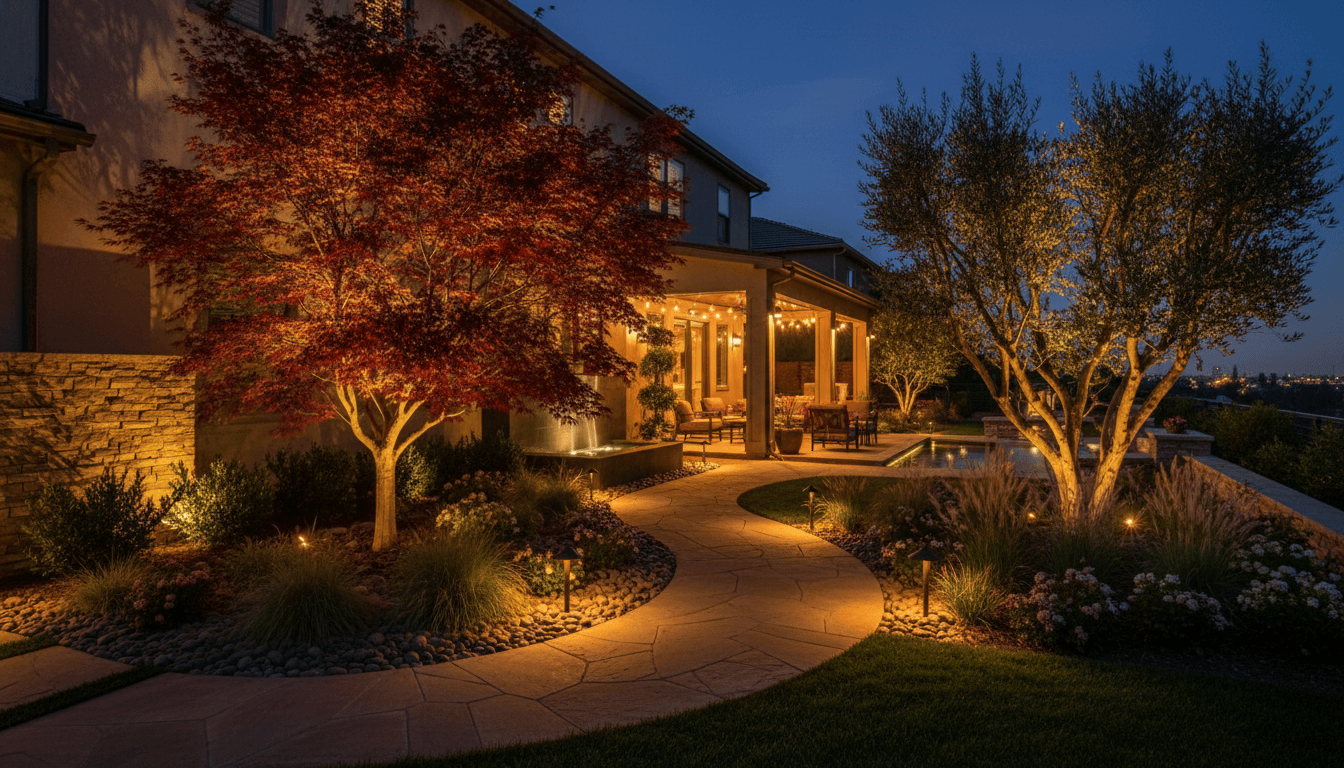 Landscape lighting design transforming outdoor space